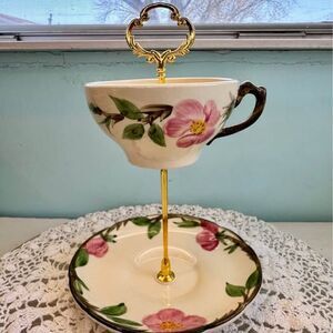 Franciscan Desert Rose Two-Tier Teacup Jewelry Tray